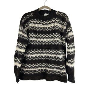 Rey Wear Women's M 100% Alpaca Nordic Pattern Pullover Crew Neck Sweater Vintage